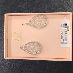 Rhinestone and gold earrings